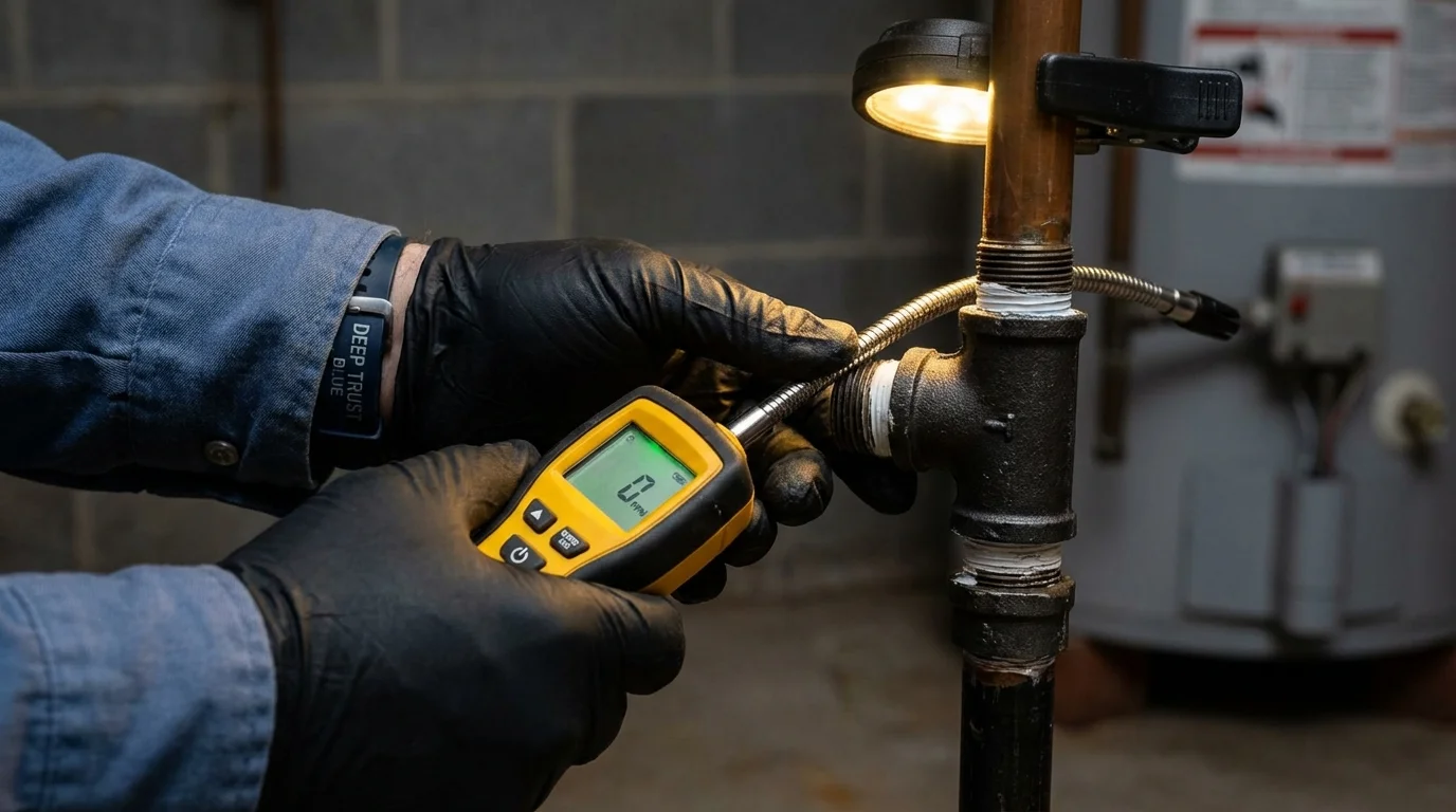 Gas leak detection with electronic sniffer by Johns Plumbing LLC in San Clemente