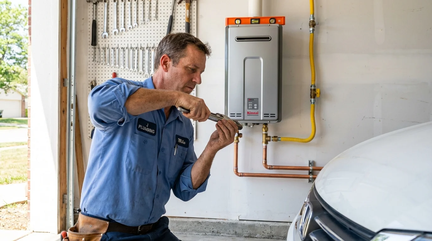 Tankless water heater installation by a Johns Plumbing LLC plumber in San Clemente