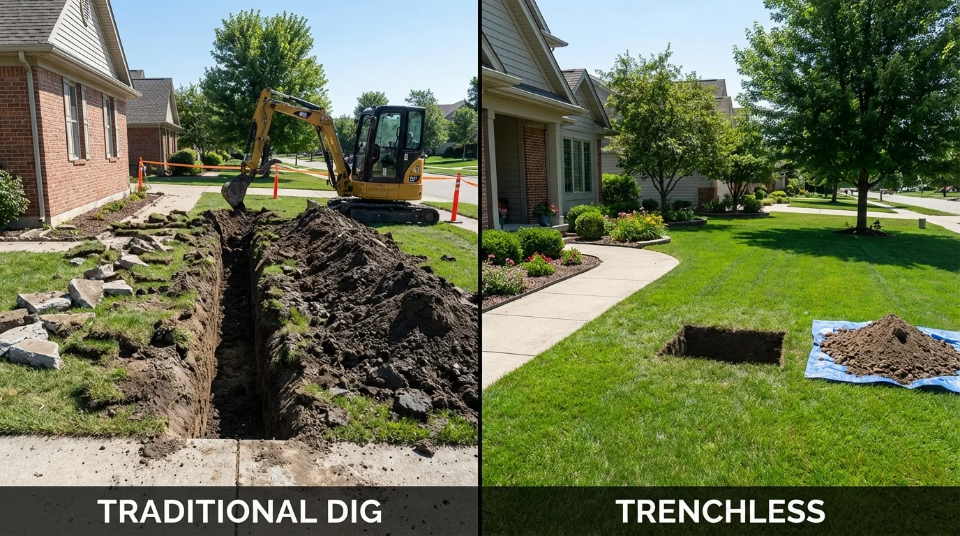 Trenchless sewer repair with minimal yard damage versus traditional excavation in San Clemente, CA